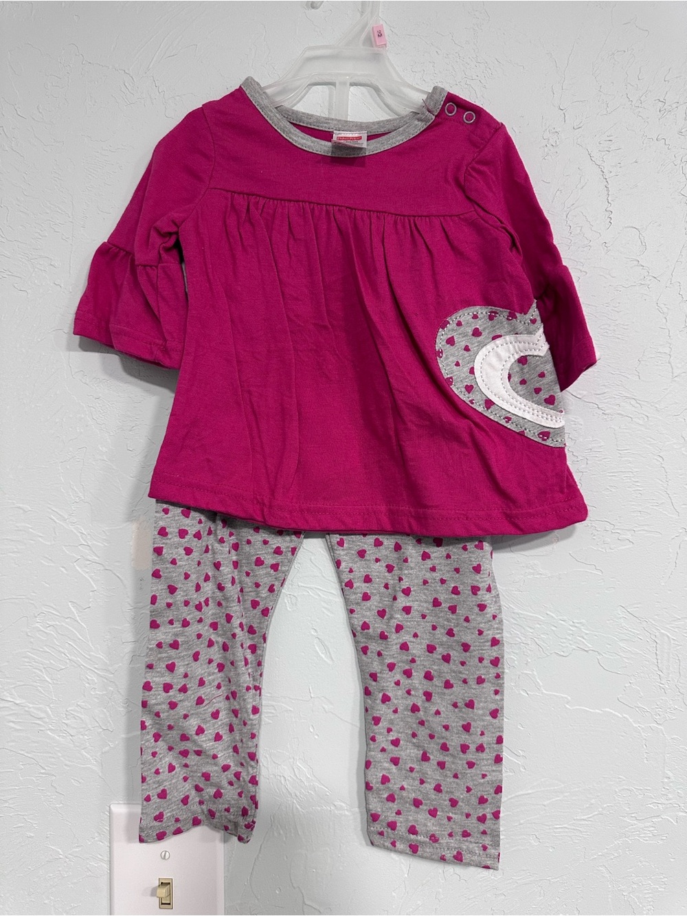 Toddler Girls' Fuschia Heart Tunic & Heart-Print Leggings Set